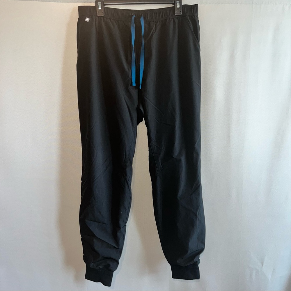 Figs Men's Black Joggers with Blue Accent